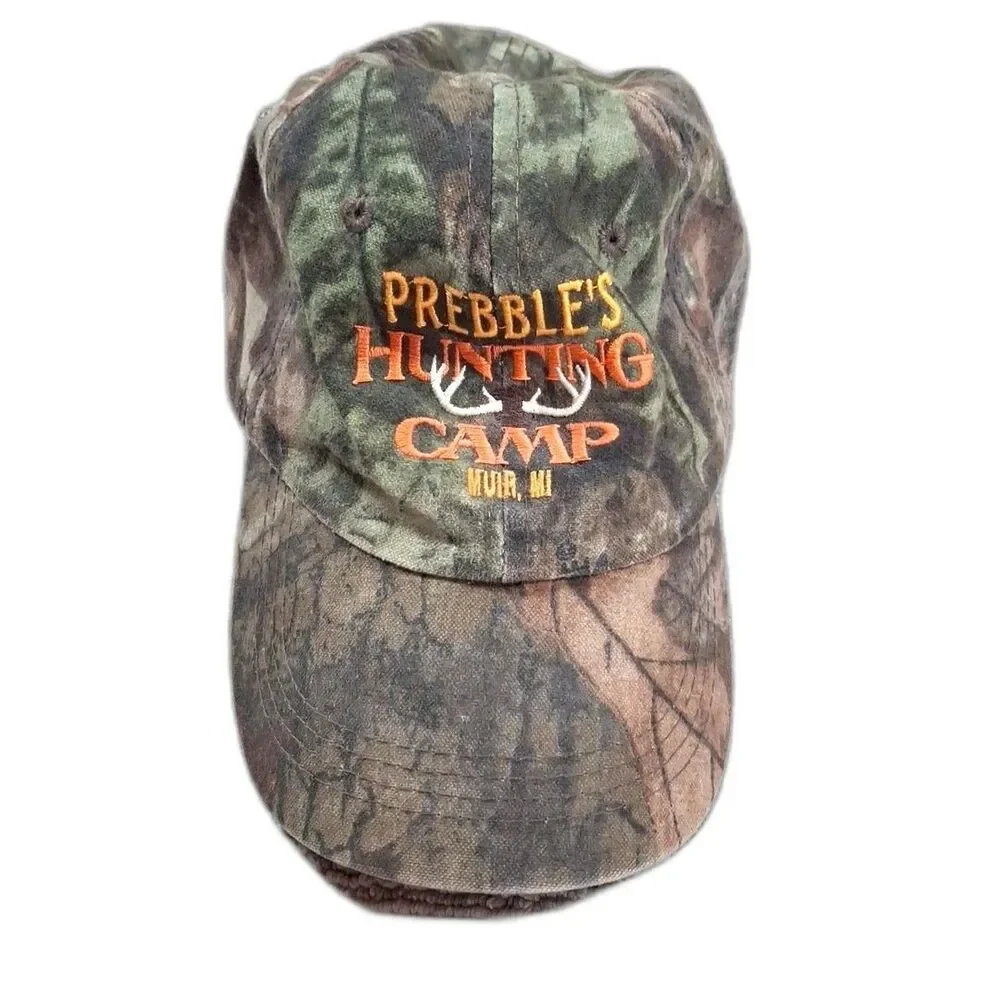 realtree camo prebble's hunting camp muir mi baseball hat cap one size fits most